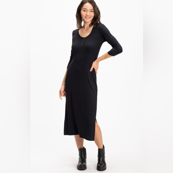 Lois Feather Rib Henley Midi Dress | Size M | NWT - Picture 1 of 11